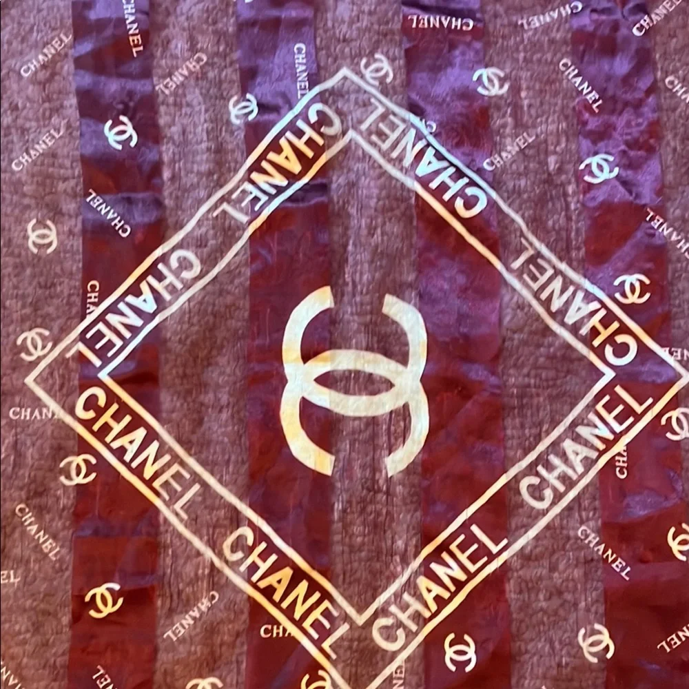 CHANEL Deep Red Monogram Scarf - Picture 2 of 5